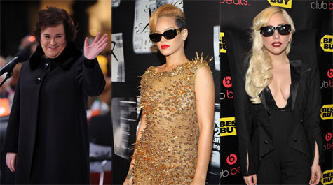 Susan Boyle, Rihanna, and Lady Gaga