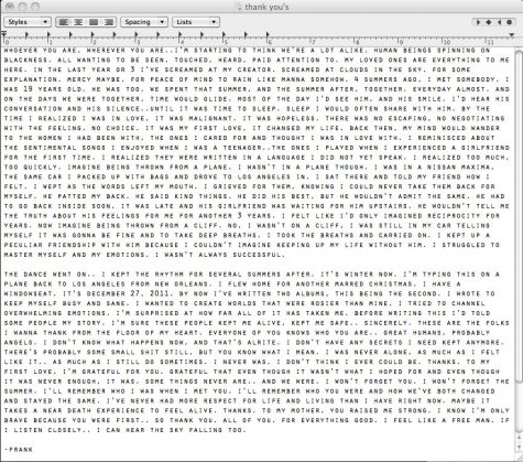 Frank Ocean Letter