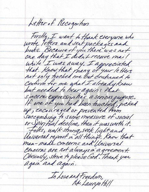 Lauryn Hill Letter