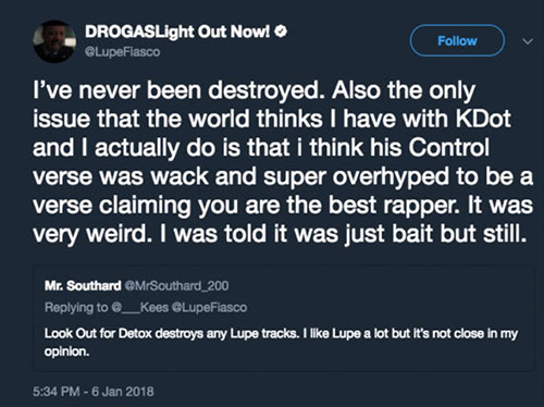 Lupe Fiasco Tweet