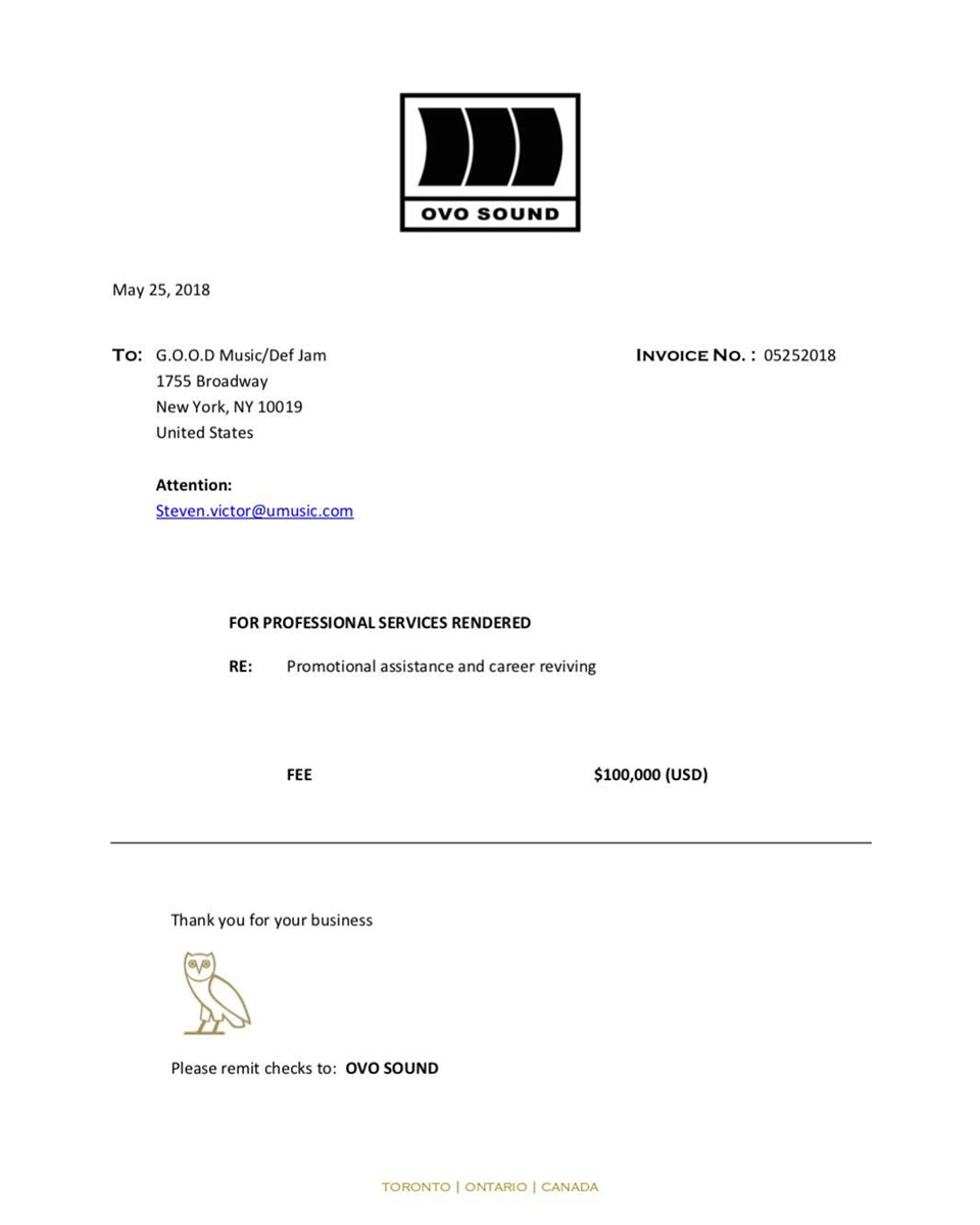 Drake's Invoice