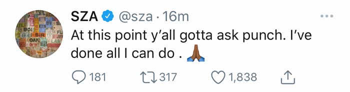 SZA Tweet