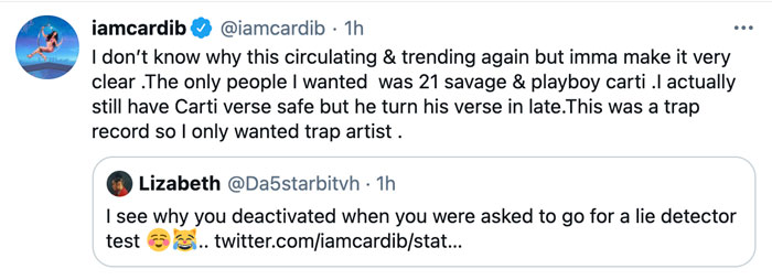 Cardi B Tweet