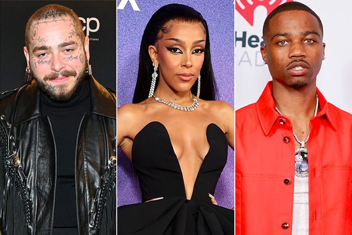 Post Malone, Doja Cat, and Roddy Ricch