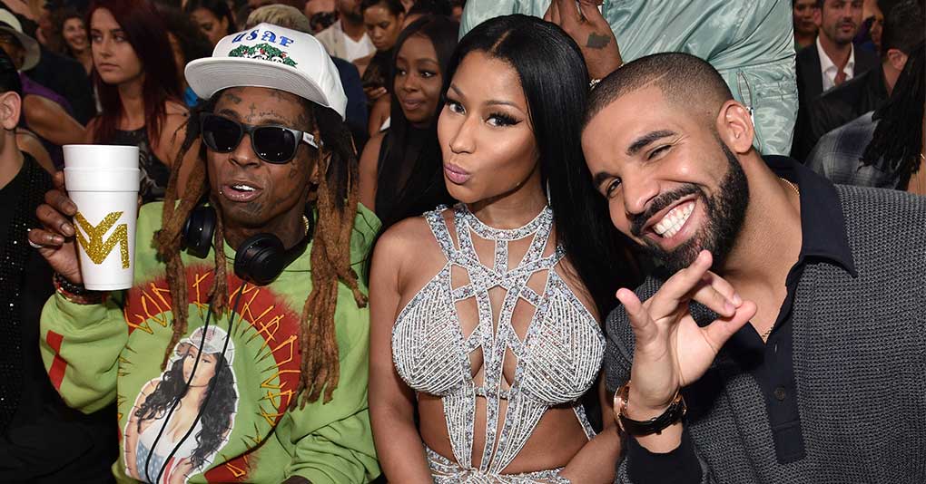 Lil Wayne, Nicki Minaj, and Drake attend the 2017 Billboard Music Awards