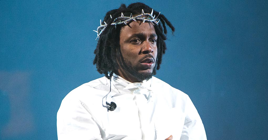 Kendrick Lamar performs on the Pyramid stage during day five of Glastonbury Festival