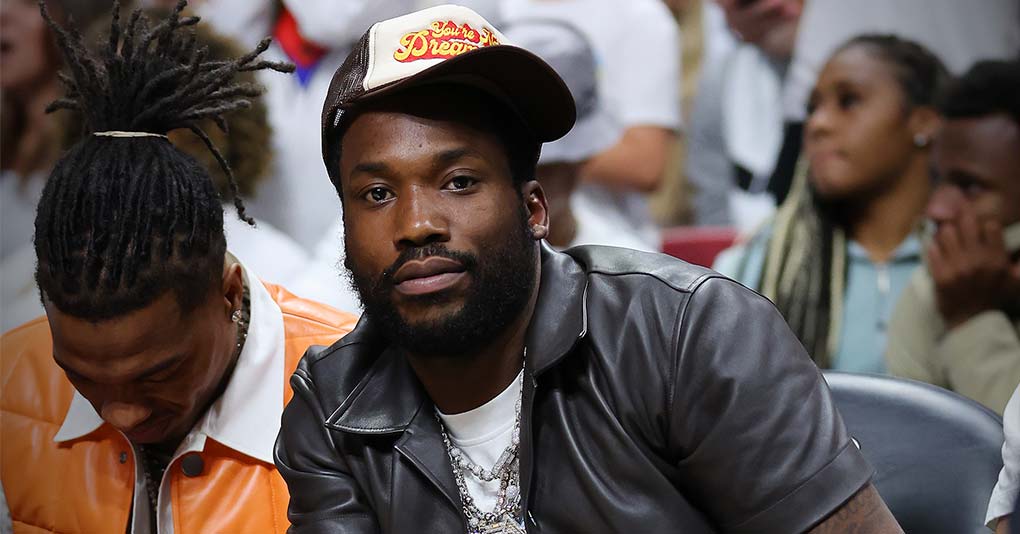 Meek Mill looks on during the second half in Game One of the Eastern Conference Semifinals