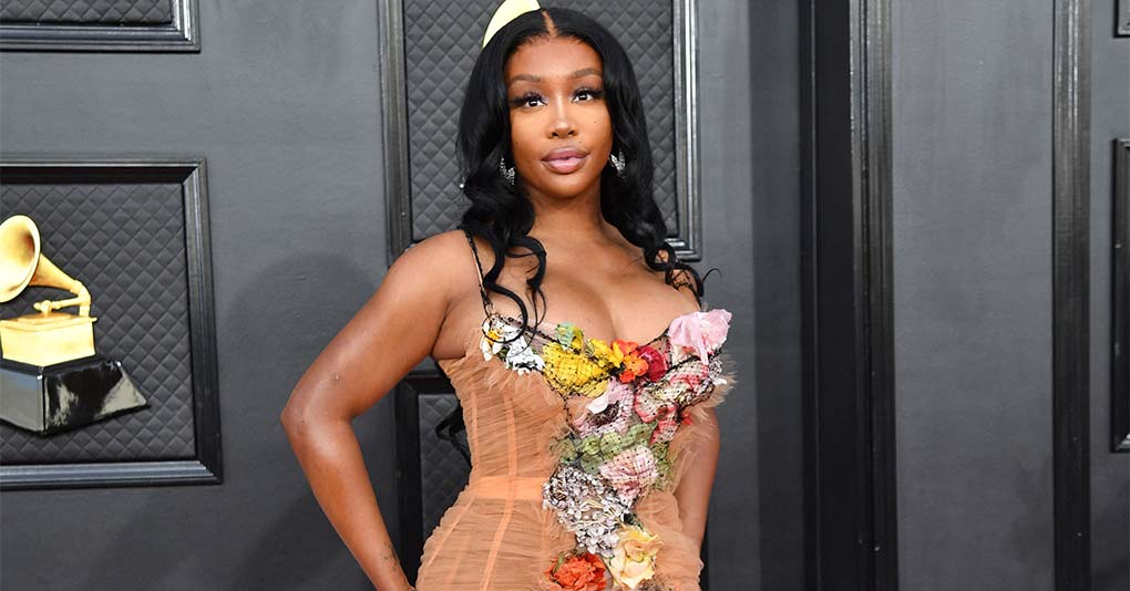 SZA arrives for the 64th Annual Grammy Awards at the MGM Grand Garden Arena