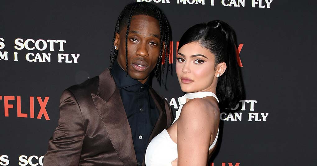 Travis Scott and Kylie Jenner attend the premiere of Netflix's