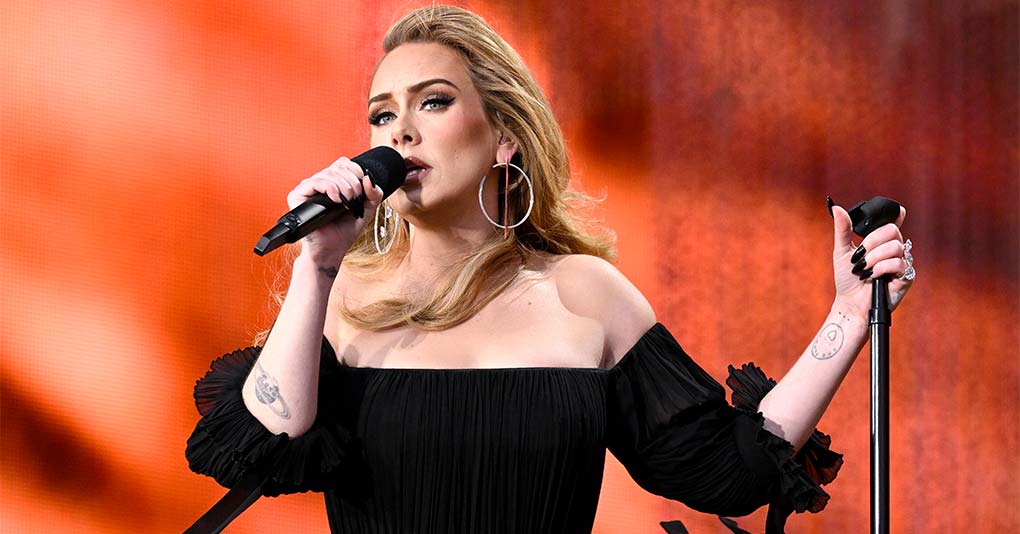 Adele performs on stage as American Express present BST Hyde Park