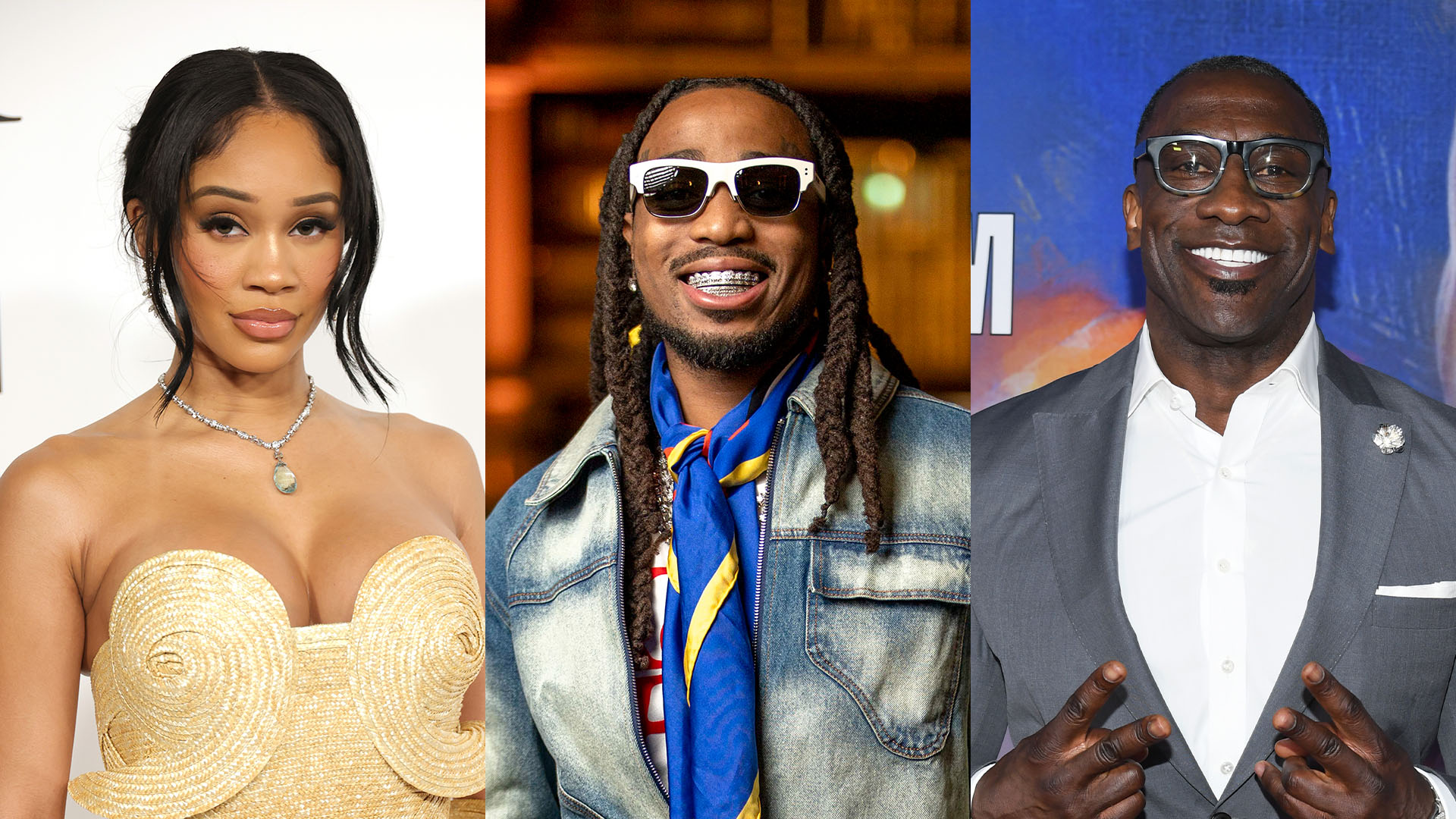 Saweetie, Quavo and Shannon Sharpe