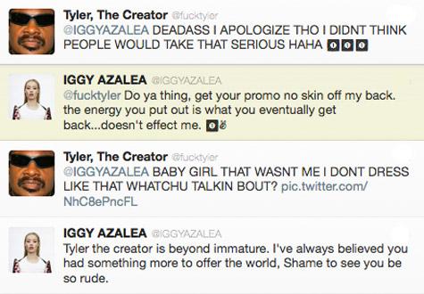 Tyler, the Creator's reaction to Iggy Azalea's twitter rant about him