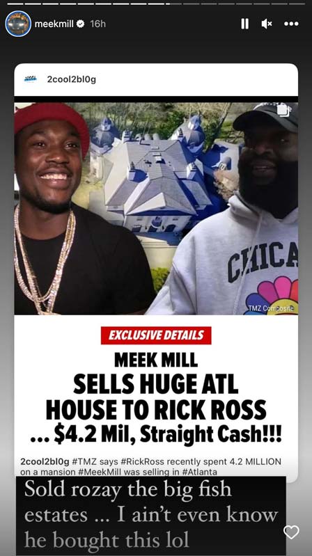 Rock Ross Just Bought Meek Mill's Atlanta Mansion for $4.2 Million in Cash